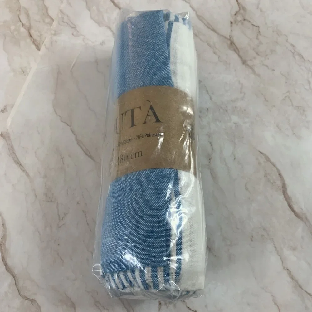 Fouta Rigato Towel Turkish Beach Towel Blue White 35